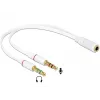 DeLOCK 65585 kuulokemikrofonisovitin, 3,5 mm 4-napainen naaras – 2x 3,5 mm 3-napainen uros, 0,2 m, valkoinen