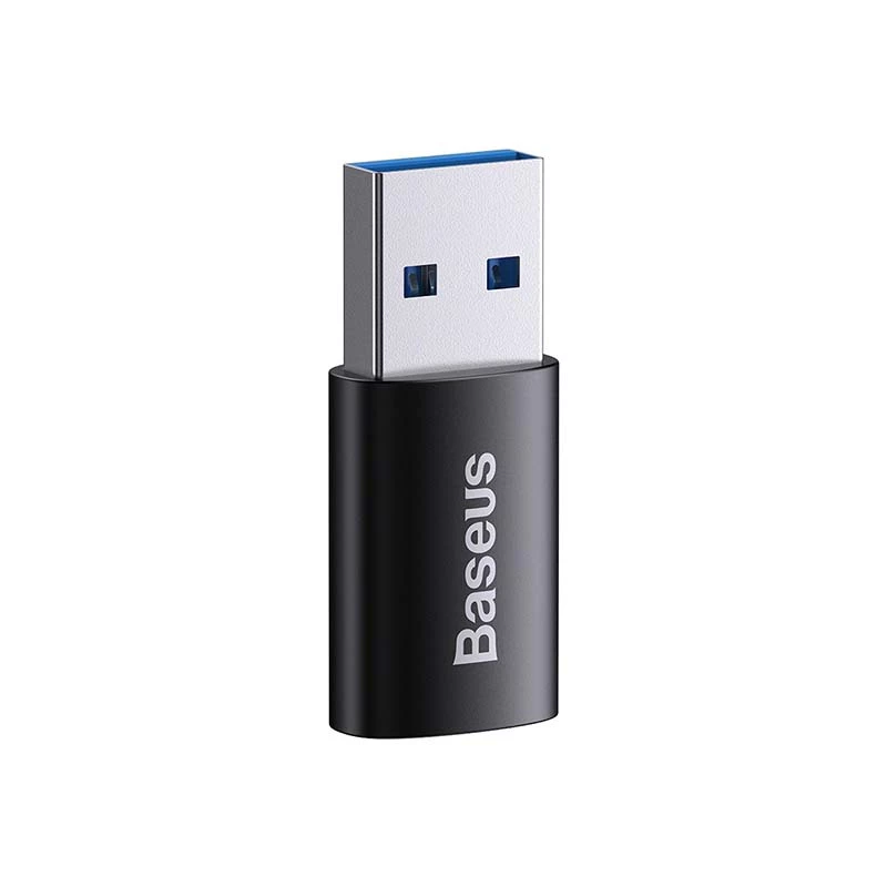 Adapteri Baseus Ingenuity USB Type-A (liitin) USB Type-C (pistoke) 10 Gbit/s, musta, 14×22×8 mm