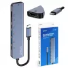 USB Type-C -keskitin SAVIO AK-82 HDMI:llä, MicroSD, USB 3.2 Gen1, PD-läpivienti, 4K@30Hz, 5000 Mbit/s, musta