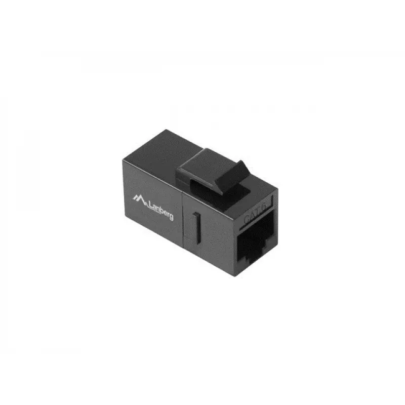Keystone-moduuli LANBERG KSU6-3000 — Cat6 U/UTP RJ-45 naaras–RJ-45 naaras, matala rakenne, musta