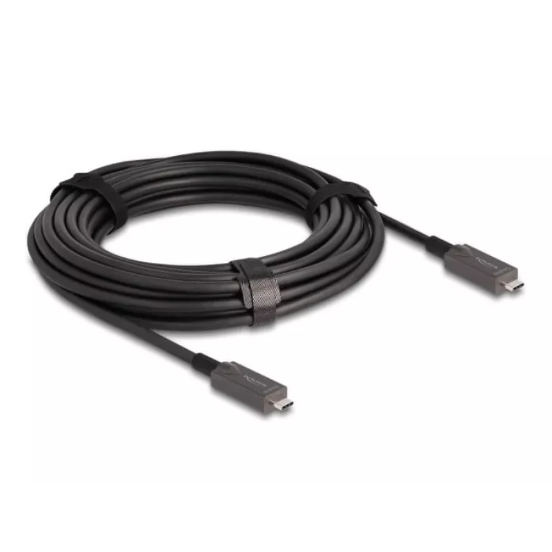 DeLOCK aktiivinen optinen USB-C video + data + PD -kaapeli 10 m musta