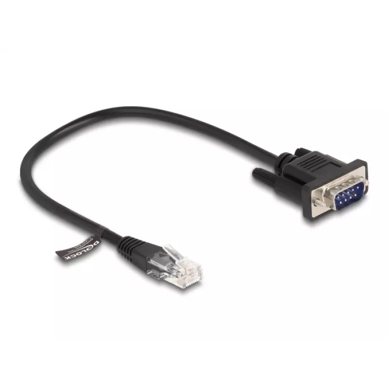 Delock RS-232-sarjakaapeli, RJ45-uros D-Sub 9 -uros, 30 cm, musta
