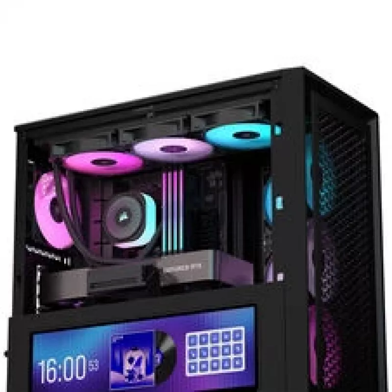 Corsair FRAME 4000D LCD RS PC-kotelo, Midi Tower, ATX, ARGB, karkaistu lasi - musta