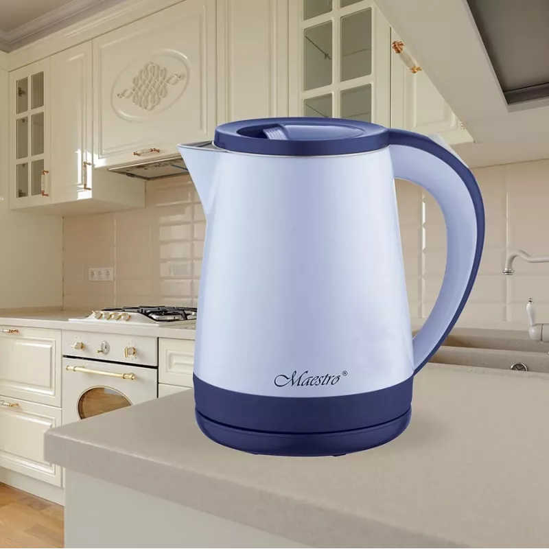 Maestro MR-037 vedenkeitin 1,2 L 1630 W ruostumaton teräs, sininen, 360° jalusta