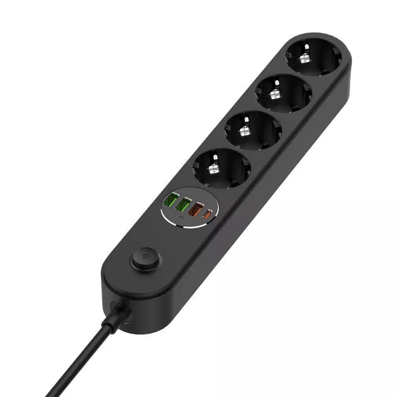 Jatkojohto ColorWay CW-CHE44PDB — 4 pistorasiaa, 2 USB-porttia