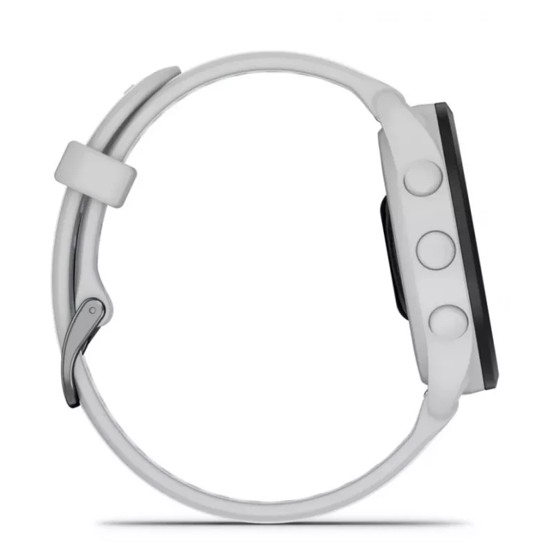 Älykello GARMIN Forerunner 165 — GPS, AMOLED 1,2 inch, 4 GB, 5 ATM, 11 päivän akku, harmaa kotelo, valkoinen ranneke