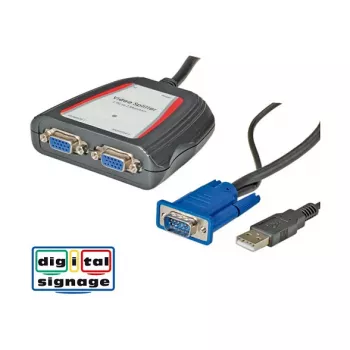 Kannettava VGA-videosplitteri, 2x, 250 MHz, VGA, 2x VGA, harmaa, 250 MHz, 0,65 m, 1920 x 1440