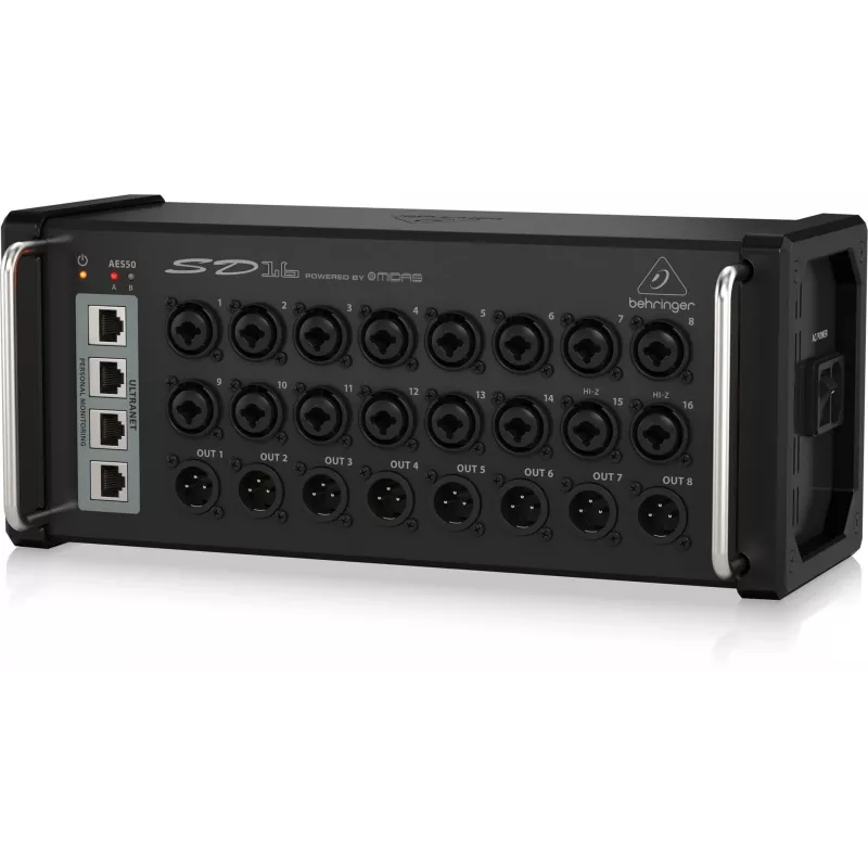 Stagebox Behringer SD16 musta metalli