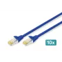 DIGITUS CAT 6A S/FTP -kytkentäkaapelisarja DK-1644-A-0025-B-10, 0,25 m, sininen, 10 kpl