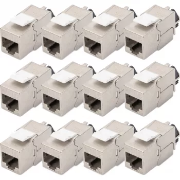 Digitus Cat.6A suojattu Keystone-moduuli älykkäällä kaapelinhallinnalla, 12 kpl, hopea