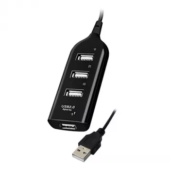 VAKOSS USB-keskitin TC-234UX — 4-porttinen USB 2.0 -keskitin, DC-virtalähde (5 V, 1 A), musta