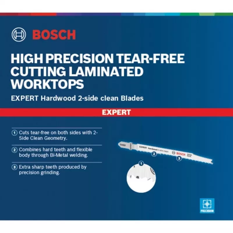 Bosch EXPERT ‘HARDWOOD 2-SIDE CLEAN’ T308 BF pistosahanterä bimetaali 5 kpl
