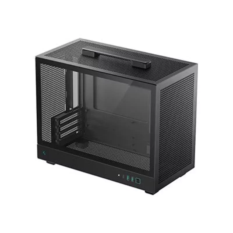DeepCool CH160 PLUS R-CH160-BKNGM0-G kompakti (SFF) tietokonekotelo, Mini-ITX/Micro-ATX, karkaistu lasi, musta