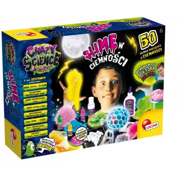 Tiedepalapelisarja Liscianigiochi Crazy Science pimeässä hohtava lima 304-PL89239 — koesarja pimeässä hohtavalla limalla