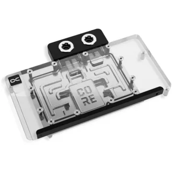 Näytönohjaimen vesijäähdytin Alphacool Core RX 9070 XT Hellhound+ läpinäkyvä kromi ja taustalevy