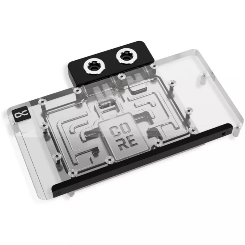 Näytönohjaimen vesijäähdytin Alphacool Core RX 9070 XT Hellhound+ läpinäkyvä kromi ja taustalevy
