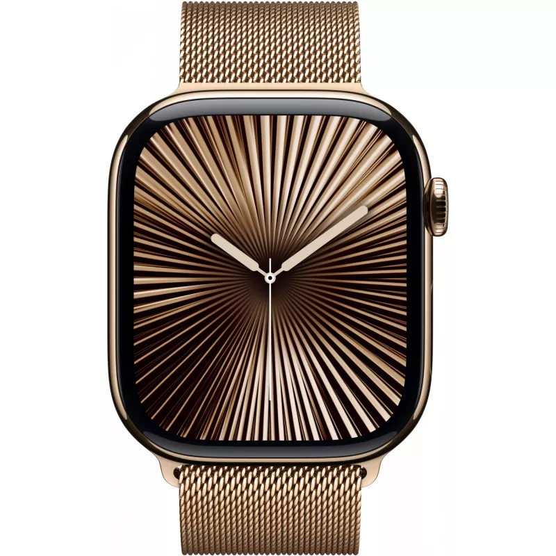 APPLE Watch Series 10 GPS + Cellular 46 mm Gold Titan -kotelo ja Gold Milanese Loop – S/M