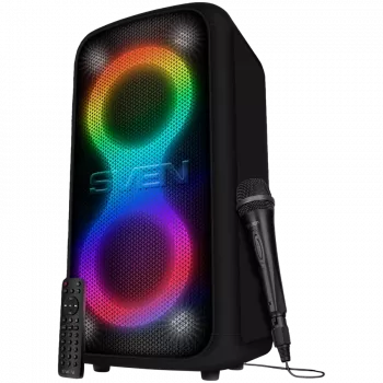 Sven PS-1000 kannettava juhlakaiutin 160 W, Bluetooth, FM, karaoke, musta