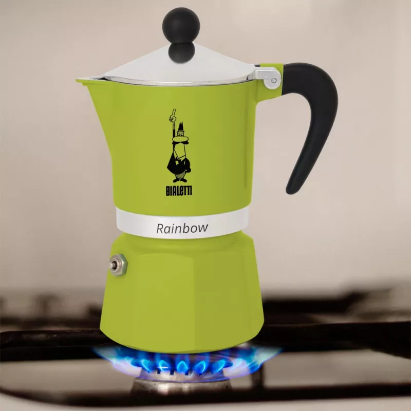 Bialetti Rainbow mokkapannu musta, vihreä