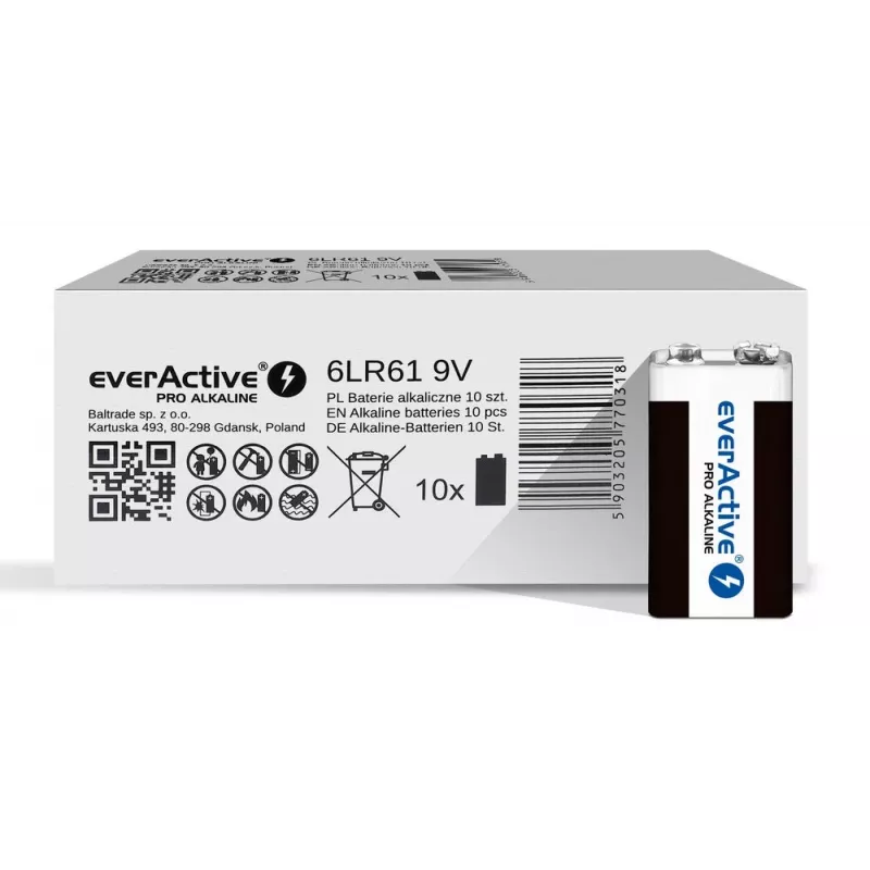 Alkaliparisto EverActive Pro Alkaline 6LR61 9V