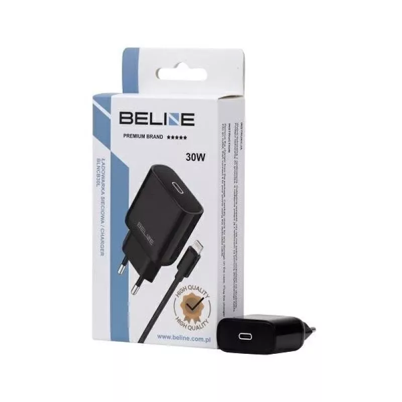 Laturi 30W USB-C - Lightning Beline Beli02174 mustalla kaapelilla