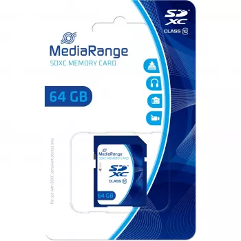 MediaRange - flash-muistikortti - 64GB - Class 10 - SDXC - sininen (MR965)