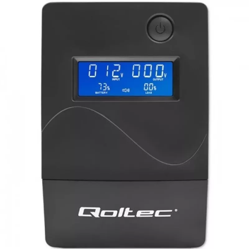 Qoltec Monolith 53980 UPS-varavirtalähde 1000 VA 600 W, 2x Schuko, LCD, USB, RJ45