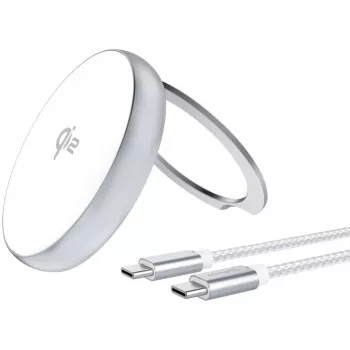 4smarts Qi2 -laturi Kickstand hopea valkoinen - laturi (540987)