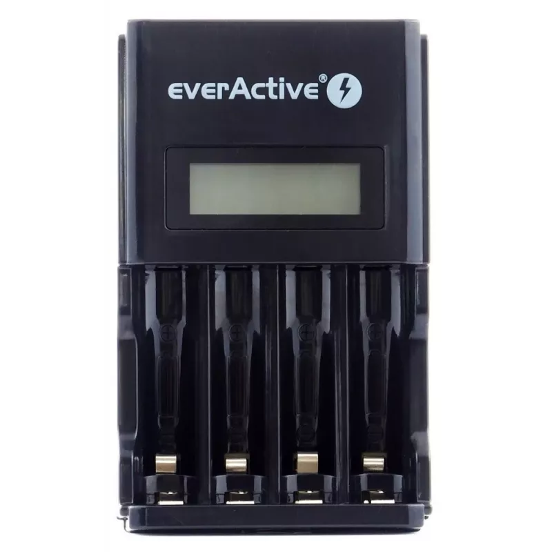 Akkulaturi everActive NC450B — 4 kennon AAA-laturi, 110/230V AC, musta
