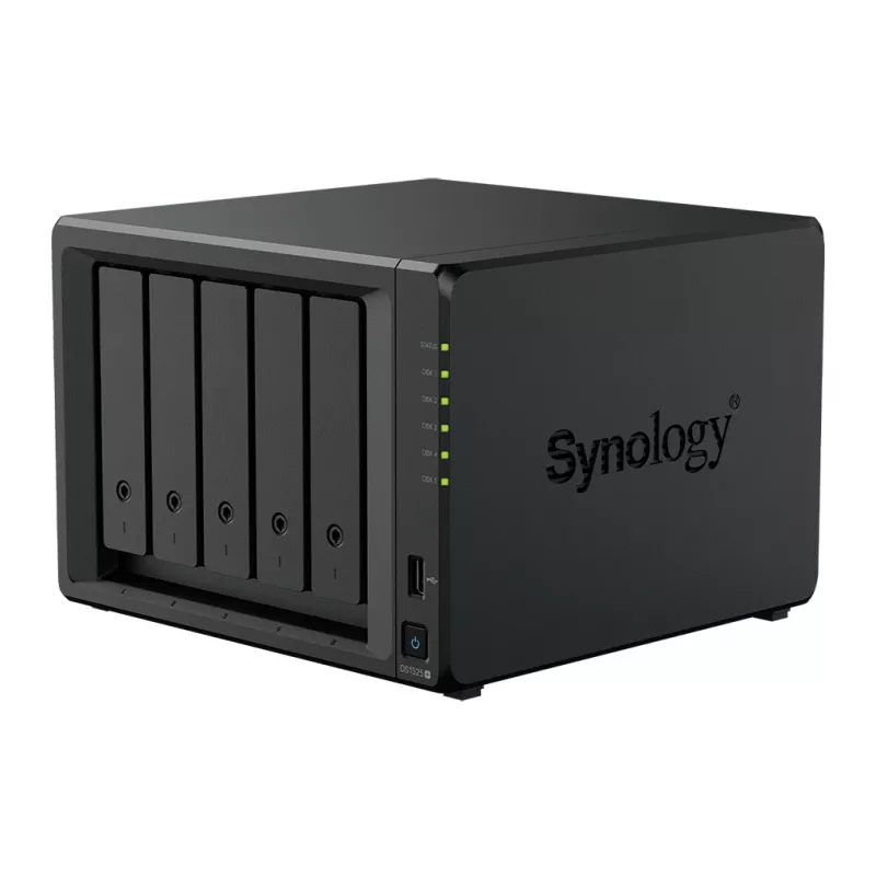 Synology DiskStation DS1525+ NAS-tallennuspalvelin Ryzen Embedded V1500B 8 GB DDR4 0 TB musta