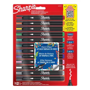 Akryylimaalikynät Sharpie Creative Marker 12 kpl pyöreä kärki musta