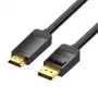 DisplayPort–HDMI-kaapelisovitin Vention HAGBH, 2 m, musta, 7 mm halkaisija