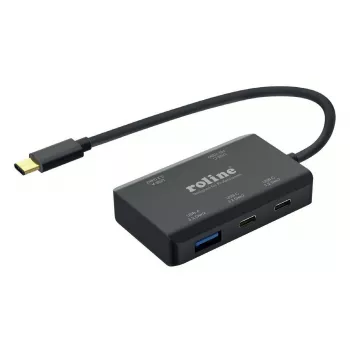 ROLINE USB 3.2 Gen 2 -keskitin, 4-porttinen (2x USB-A + 2x USB-C), PD, Type-C-liitäntäkaapeli (14.02.5060)