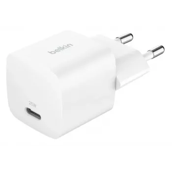 Laturi Belkin BoostCharge 25W USB-C PD (sisäkäyttö AC) valkoinen — kannettaville pelikonsoleille, älypuhelimille, tableteille