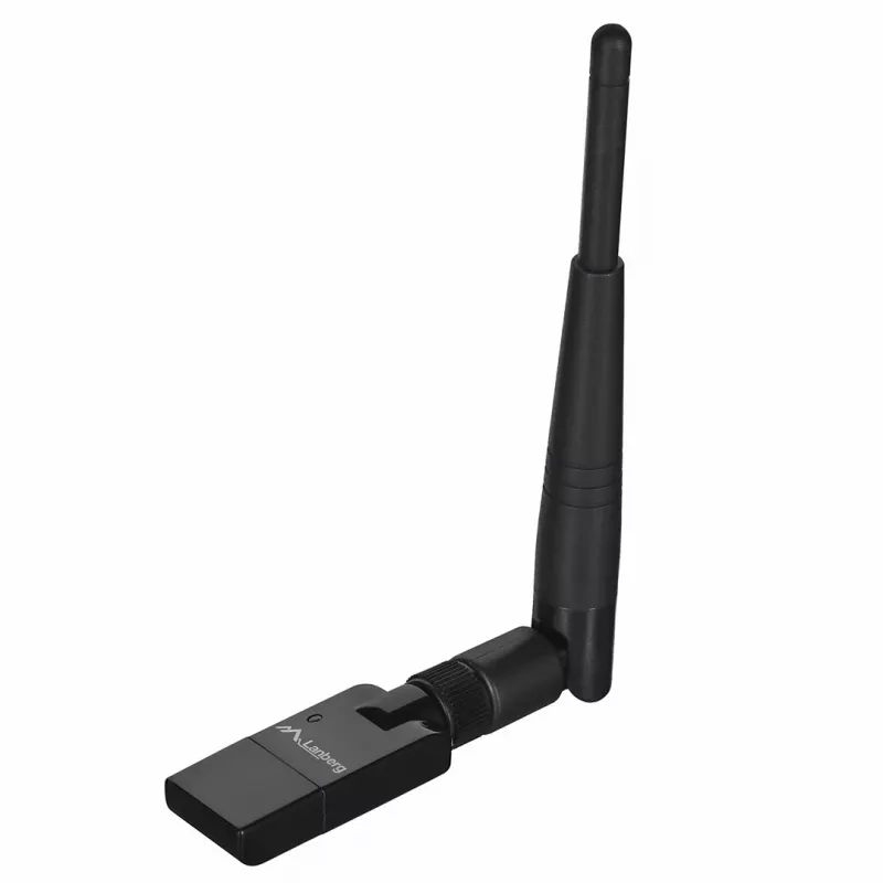 Lanberg NC-0150-WE Mini USB WiFi -sovitin N150, 150 Mbit/s, 1 ulkoinen antenni, musta