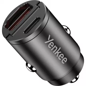Autolaturi YENKEE CAR 02 Power Delivery 30W USB-A- ja USB-C-liitännöillä