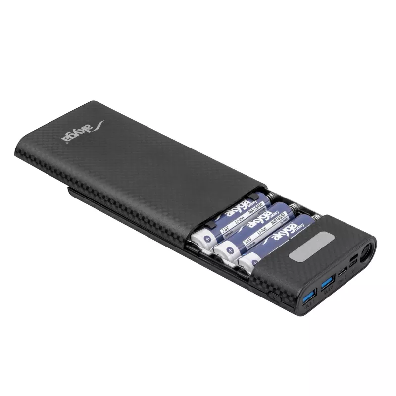 Akyga AK-BC-04 varavirtalähteen kotelo 20000 mAh, 8x 18650, 18W PD QC4+, USB-C, 2x USB-A, Lightning