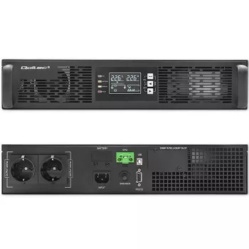 Qoltec 52285 UPS (keskeytymätön virransyöttö) kaksoismuunnos (online) 1 kVA 1000 W 2 AC-lähtöä