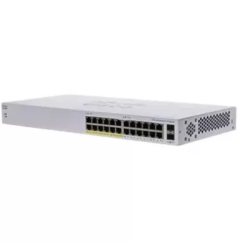 Cisco Business 110 -sarja 110-24PP - kytkin - hallitsematon - 12 x 10/100/1000 (PoE) + 12 x 10/100/1000 + 2 x Combo Gigabit-SFP - pöytämalli, rack-asennettava, seinäasennettava - PoE (100