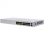 Cisco Business 110 -sarja 110-24PP - kytkin - hallitsematon - 12 x 10/100/1000 (PoE) + 12 x 10/100/1000 + 2 x Combo Gigabit-SFP - pöytämalli, rack-asennettava, seinäasennettava - PoE (100