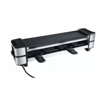 Valurautainen raclette RC 140 musta/ruostumaton teräs, 600 wattia, käännettävä grillilevy