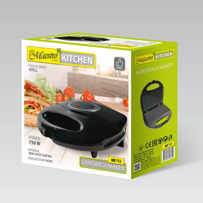 Maestro MR-712 leivänpaahdin 2 viipaletta, 7 paahtoastetta, 750 W, musta