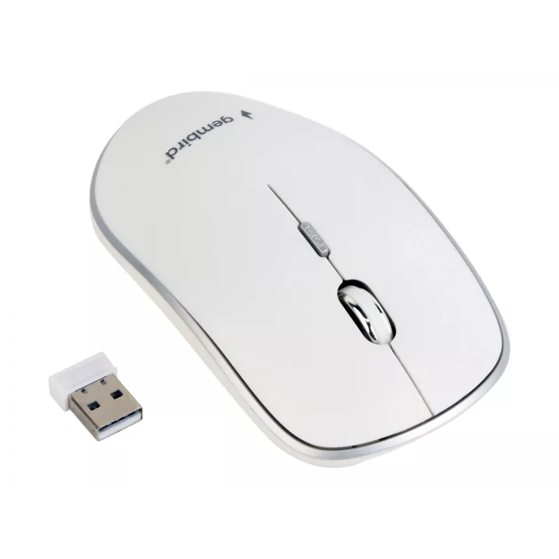 Langaton hiiri GEMBIRD MUSW-4B-01-W, molempikätinen, optinen 1600 DPI, 4 painiketta, RF Wireless, valkoinen