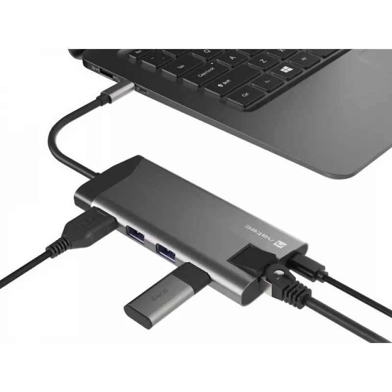 NATEC Fowler Plus USB Type-C musta harmaa MicroSD SD -keskitin