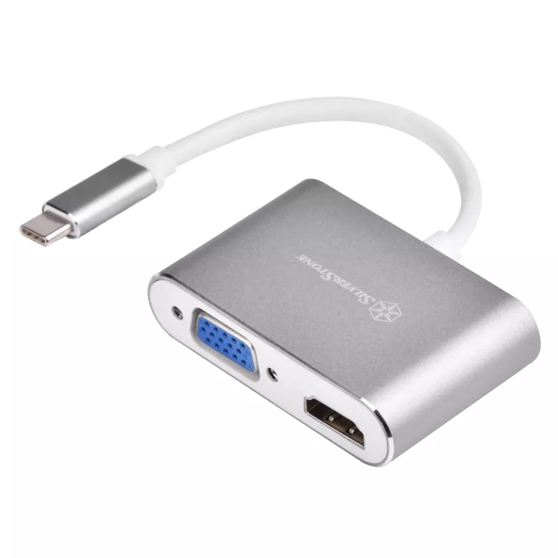 Ulkoinen videosovitin SILVERSTONE EP16 USB-C 3.1 HDMI- ja VGA-lähdöillä
