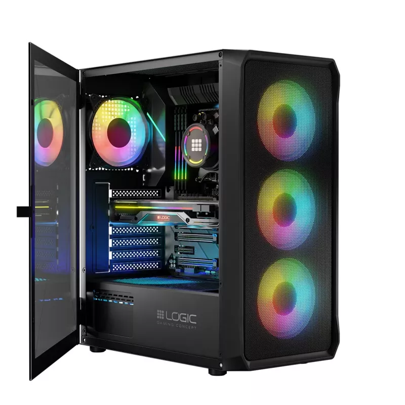 LOGIC CONCEPT Portos ARGB ATX Mid-Tower-kotelo, musta