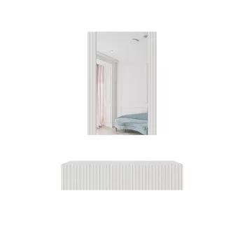 Meikkipöytä peilillä cama meble PAFOS 80×41,6×100 cm, valkoinen mattapinta, MDF-runko, 1 laatikko