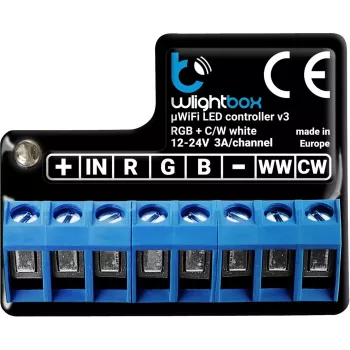 BLEBOX wLightBox v3 WLAN I/O-moduuli 1x binääritulo 1x RGBW/CCT LED-lähtö