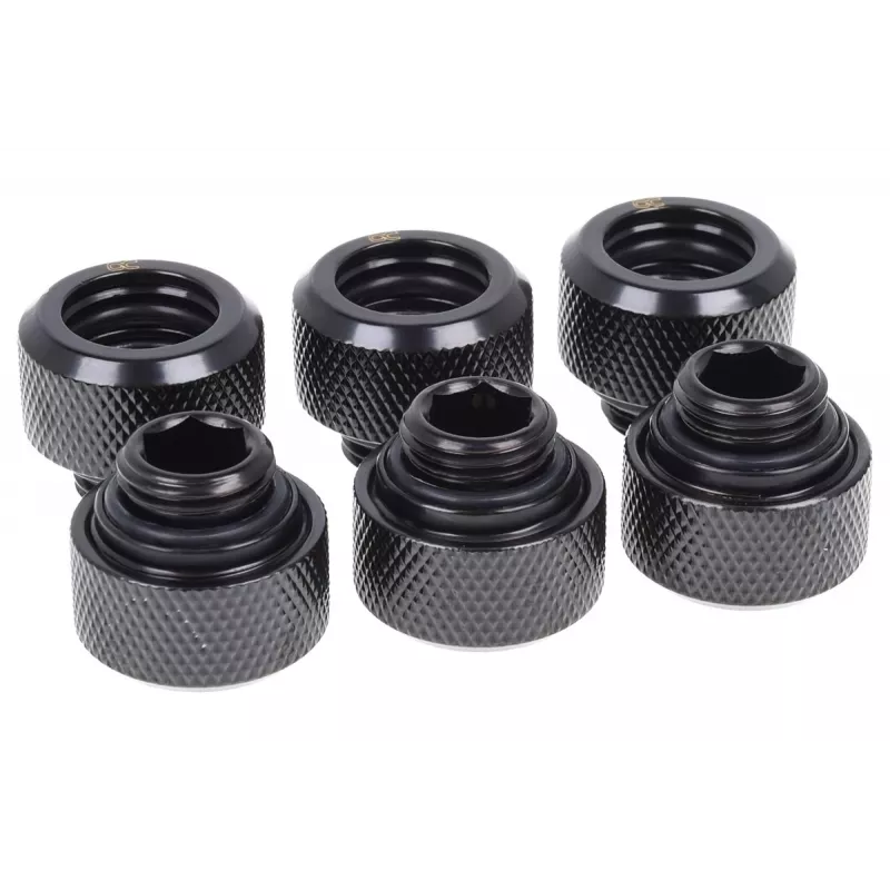 Alphacool 17377 Eiszapfen 13 mm kovaputken liitin G1/4, 6 kpl, musta