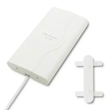 Ympärisäteilevä antenni QOLTEC 57013, 0,6–2,7 GHz, 30 dBi, pystysuora polarisaatio, 50 Ω, valkoinen ABS-kotelo